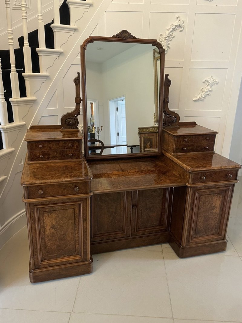 Exhibition Quality Antique Victorian Burr Walnut Dressing Table - Image 2